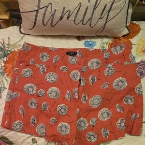 LOFT Coral High Waist Shorts with Circular Pattern
